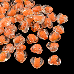 Темно-Оранжевый Ручная работа светящиеся бусины, сердце, темно-оранжевый, 15~16x15~16x9~10 мм, отверстие : 1~2 мм