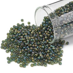 (180F) Transparent AB Frost Olivine Toho runde Rocailles, japanische Rocailles, (180 f) transparentes Ab-Frost-Olivin, 11/0, 2.2 mm, Bohrung: 0.8 mm, ca. 50000 Stk. / Pfund