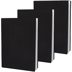 Black 3Pcs Elastic Fabric Book Covers, Elastic Notebook Wraps, Rectangle, Black, 180x322x1mm