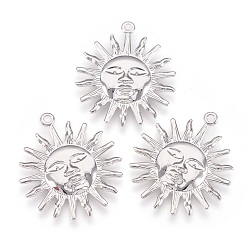 Платина Стойки обшивки латунные подвески, солнце, платина, 25x22x1 мм, отверстие : 1.5 мм