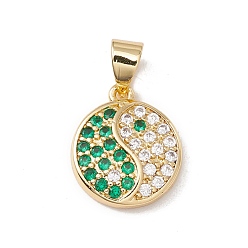 Морско-зеленый Шармы из латуни с микропаве из кубического циркония, настоящее покрытие из золота k, без кадмия и без свинца, инь-ян, цвета морской волны, 18 мм, отверстие : 14x12x3 мм