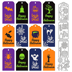 Нержавеющая Сталь Цвет Этикетки из углеродистой стали, режущие штампы, трафареты, для diy scrapbooking, Фотоальбом, декоративная бумага для тиснения, цвет нержавеющей стали, Хэллоуин тематический рисунок, 77~96x96~137x0.8 мм, 4 шт / комплект