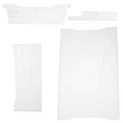 Прозрачный Шаблон кошелька, модель ручной работы из кожи акриловые узоры, прозрачные, 21.5~303x114.5~189x2 мм, отверстие : 1.5~2 мм, 4 шт / комплект