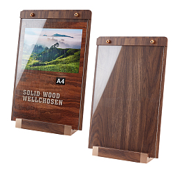 Верблюжий A4 Акриловые ценовые стенды, с деревянными досками, прямоугольные, верблюжие, 22.6x6.75x34.6 см
