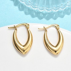 Золотой V-образные 201 серьги-кольца из нержавеющей стали, с 304 штифтов из нержавеющей стали, вакуумное покрытие pvd, золотые, 23.5x15x4 мм