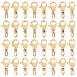 Золотой 304 нержавеющая сталь застежка когтя омара, с целью перехода в кольце, золотые, 10x7x3 мм, отверстие : 3.2 мм, Около 50 шт / коробка