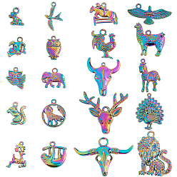 Rainbow Color Наборы подвесок из сплава с животной тематикой, разнообразные, Радуга цветов, 10~37x8~45.5x2.5~10 мм, 20 шт / коробка