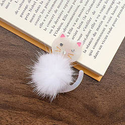 Белый Заколки для волос из плюшевой целлюлозы и ацетата аллигатора, аксессуары для волос для женщин и девочек, форма кошки, белые, 53 мм