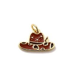 Hat Подвески из латуни и эмали в стиле ковбоя, долговечный, без свинца и без кадмия, с целью перехода в кольце, реальный 18 k позолоченный, стойки покрытие, шляпа, 10.5x16.5x1.5 мм, отверстие : 3.5 мм