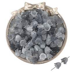 Серый 100 шт. акриловые колпачки для бусин, цветок, серые, 10x8 мм, отверстие : 1.5 мм