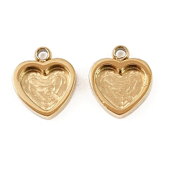 Сердце 304 Настройки кабошон из нержавеющей стали кулон, ионное покрытие (ip), реальный 18 k позолоченный, сердце, лоток : 4.5x5.5 мм, 8x7x2 мм, отверстие : 1 мм