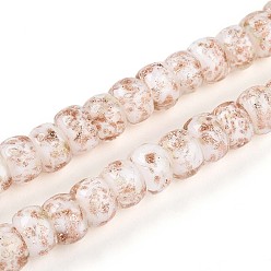 Белый Светящиеся стеклянные бусины ручной работы из золотой фольги, рондель, светится в темноте, белые, 7~8.5x4.5~6.5 мм, отверстие : 1~1.5 мм, около 80 шт / нитка, 16.34 дюйм (41.5 см)