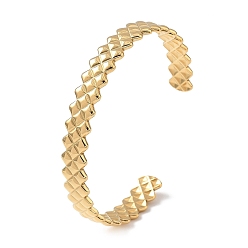 Настоящее золото 14K Ионное покрытие (IP) 304 браслеты-манжеты из нержавеющей стали для женщин, ромб, реальный 14 k позолоченный, внутренний диаметр: 2-3/8 дюйм (6 см)