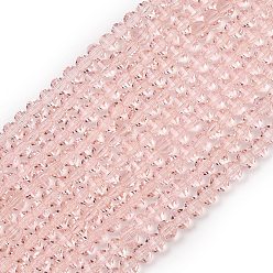 Pink Прозрачные стеклянные бусины, рондель, граненые, розовые, 5x6x5 мм, отверстие : 1.2 мм, около 98 шт / нитка, 16.54~17.32'' (42~44 см)