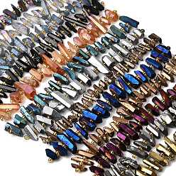 (52) Непрозрачная лаванда Гальванические природный кристалл кварца бусы пряди, граненые, палочка для наггетсов, с бисером, разноцветные, 11~25x3~9x4~10 мм, отверстие : 1~1.2 мм, около 19~26 шт / нитка, 7.09~7.48'' (18~19 см)