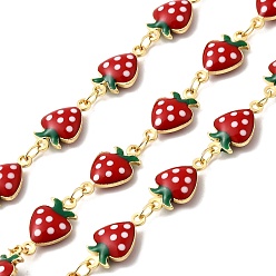 Настоящее золото 18K Звенья латунной эмали, клубника, пайки, с катушкой, реальный 18 k позолоченный, 14.5x8x3.5 мм