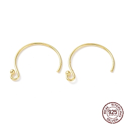 Real 18K Gold Plated 925 Sterling Silver Earring Hooks, Circle Ball End Ear Wire, with S925 Stamp, Real 18K Gold Plated, 21 Gauge, 16.5mm, Hole: 1.2mm, Pin: 0.7mm