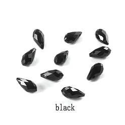 Черный 72шт. прозрачные электропластинчатые стеклянные подвески, ab colocr покрытый, граненые, слеза, чёрные, 13x6.5 мм