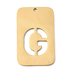 Letter G 304 подвески из нержавеющей стали, прямоугольник с буквой, ионное покрытие (ip), реальный 18 k позолоченный, Буква G, 33x20x1.5 мм, отверстие : 1.8 мм
