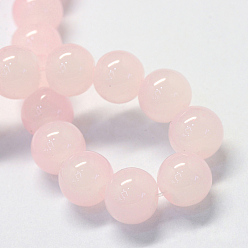Pink Baking Painted Imitation Jade Glass Round Bead Strands, Pink, 6.5mm, Hole: 1.5mm, about 145pcs/strand, 31.8 inch