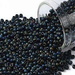 (84F) Frost Metallic Iris Green/Brown TOHO Round Seed Beads, Japanese Seed Beads, (84F) Frost Metallic Iris Green/Brown, 11/0, 2.2mm, Hole: 0.8mm, about 1110pcs/bottle, 10g/bottle