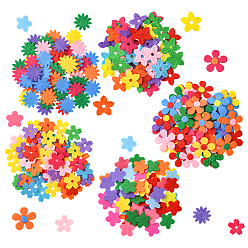 (52) Непрозрачная лаванда 300 шт. 5 стили цветочные нетканые аксессуары, костюм шляпа сумка украшение аксессуары, разноцветные, 18.5~26x19~26.5x0.5~1 мм, 60 шт / стиль