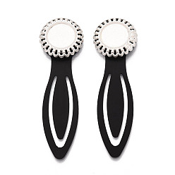 Серебро Закладки из сплава и железа, с плоским круглым вращающимся подносом, серебряные, 74.5~75.5x22.5x5.5~6 мм, Размер лотка: 14 мм