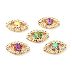 Real 18K Gold Plated Brass Cubic Zirconia Beads, Long-Lasting Plated, with Glass, Eye, Mixed Color, 23.3x13.7x6.7mm