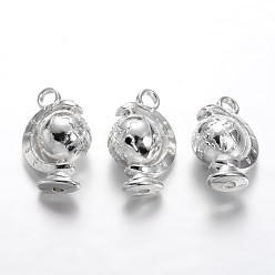 Серебро Сплав Теллурий подвески, вращающиеся подвески, без кадмия и без свинца, серебряный цвет гальваническим, 18x12x9 мм, отверстия: 2.5 mm, 150 шт / пакет