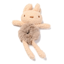 Brun Rosé  Serre-tête élastique lapin en peluche, accessoires pour cheveux porte-queue de cheval, brun rosé, 22~24.5x10.8~13.5x3.9mm