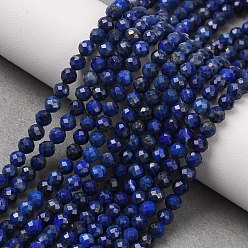 Ляпис-Лазурь Нитки бусины из натурального ляписа-лазури, граненые, круглые, 4x3.5~4 мм, отверстие : 0.6~0.7 мм, около 97~110 шт / нитка, 39 см