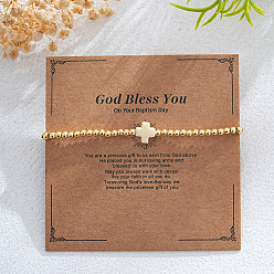 Морская Ракушка Латунные круглые бусины эластичные браслеты, Украшения для женщин: крестик из смолы., реальный 18 k позолоченный, с открытки, цвет морской раковины, 6.89 дюйм (17.5 см)