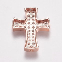 Mixed Color Brass Micro Pave Cubic Zirconia Beads, Cross, Mixed Color, 23.5x19.5x3.5mm, Hole: 1.5mm