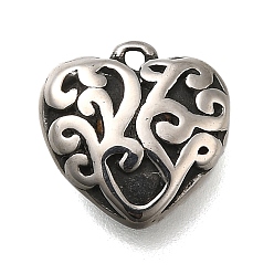 Античное Серебро Ретро 304 подвески из нержавеющей стали, сердце прелести, античное серебро, 11x11x4 мм, отверстие : 1 мм