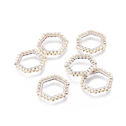 Серебро Японский бисер miyuki & toho ручной работы, с 304 кольцами из нержавеющей стали, Ткацкий станок, шестиугольник, серебряные, серебряные, 15~15.5x16x1.8~2 мм