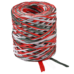 Красный Сегментированные окрашенные шнуры из рафии для поделок своими руками, бумага шпагат, плоский, красные, 5x0.2 мм, около 164.04 ярдов (150 м) / рулон