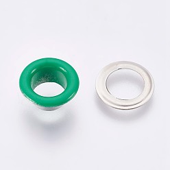 Light Sea Green Iron Grommet Eyelet Findings, for Bag Making, Flat Round, Platinum, Light Sea Green, Eyelet: 10.5x5mm, Inner Diameter: 6mm, Pad: 10.5x0.4mm