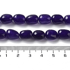 Indigo Natural Jade Beads Strands, Dyed, Nuggets, Tumbled Stone, Indigo, 9.5~11.5x8~8.5x7~8mm, Hole: 1mm, about 34~38pcs/strand, 14.76~15.16''(37.5~38.5cm)
