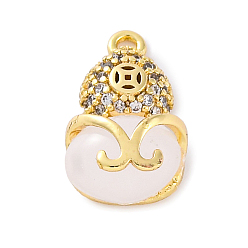 Настоящее золото 18K Латунные микро проложить кубического циркония прелести, без кадмия, без никеля и без свинца, cmолой, Горлянка, реальный 18 k позолоченный, 14x8.5x5.5 мм, отверстие : 1.2 мм