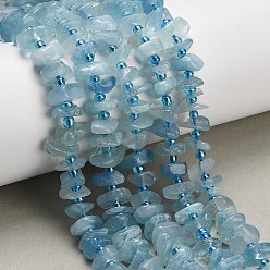 Аквамарин Природные Аквамарин бисер нитей, самородки, с бисером, 7~11x7~11x1.5~5 мм, отверстие : 0.7~1 мм, около 77~80 шт / нитка, 15.35''~15.75'' (39~40 см)