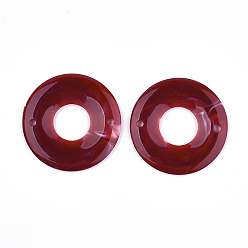 Темно-Красный Акриловые ссылки, Стиль имитация драгоценных камней, пончик / пи-диск, темно-красный, 43x4 мм, Отверстие : 2.5 мм , около 110 шт / 500 г