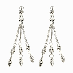 Античное Серебро Большие подвески с кисточками из сплава в тибетском стиле, античное серебро, 82x2 мм, отверстие : 5 мм, Кулон : 13x6x6 мм