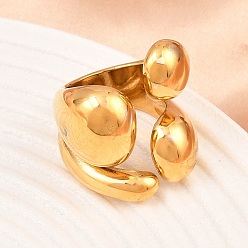 Настоящее золото 18K 304 открытые кольца манжеты из нержавеющей стали, ионное покрытие (ip), реальный 18 k позолоченный, реальный 18 k позолоченный, 7.5~27.5 мм, размер США 7 1/2 (17.7 мм)