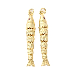 Настоящее золото 18K Стойка металлическая латунная микропрофилированная кубическая циркония подвески, амулеты из рыбы сардина, долговечный, без свинца и без кадмия, реальный 18 k позолоченный, 43x7x6 мм, отверстие : 1.8 мм
