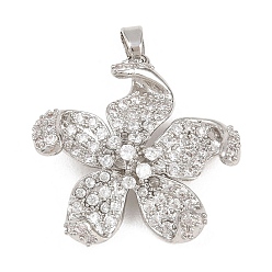 Платина Латунные микро проложить кубического циркония подвески, , платина, 26x25.5x9 мм, отверстие : 4x2.5 мм