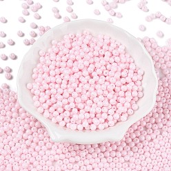 Бледно-Розовый Непрозрачная выпечка окрашены стеклянные бусины, круглые, розовый жемчуг, 4~4.5x3.5~4 мм, отверстие : 0.9~1 мм, Около 4500 шт / фунт