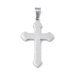 Нержавеющая Сталь Цвет 304 подвески из нержавеющей стали, молитвенный крест-талисман с символом спокойствия, цвет нержавеющей стали, 42x27x2.5 мм, отверстие : 7x4 мм