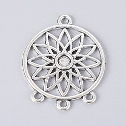 Античное Серебро Компонент сплава люстра связывает настройки кабошон, тканая сеть / паутина с пером, античное серебро, 33x26.5x2 мм, отверстие: 1.8 мм и 2 мм, лоток: 4 мм, 50 шт / мешок