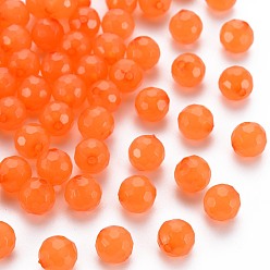 Темно-Оранжевый Прозрачные акриловые бусины, окрашенные, граненые, круглые, темно-оранжевый, 8x7.5 мм, отверстие : 1.6 мм, Около 1810 шт / 500 г