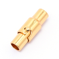 Golden Brass Magnetic Clasps, Column, Golden, 15x4~5.5mm, Hole: 3mm